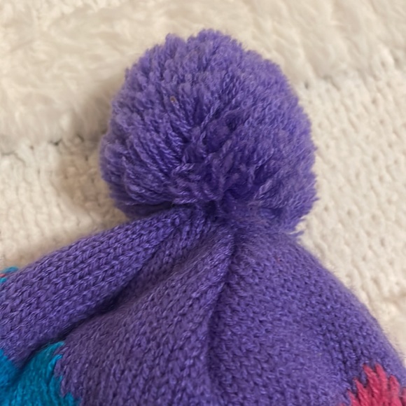 Vintage Fisher-price winter hat pom-pom beanie snowman ice skater pink purple - Picture 4 of 9